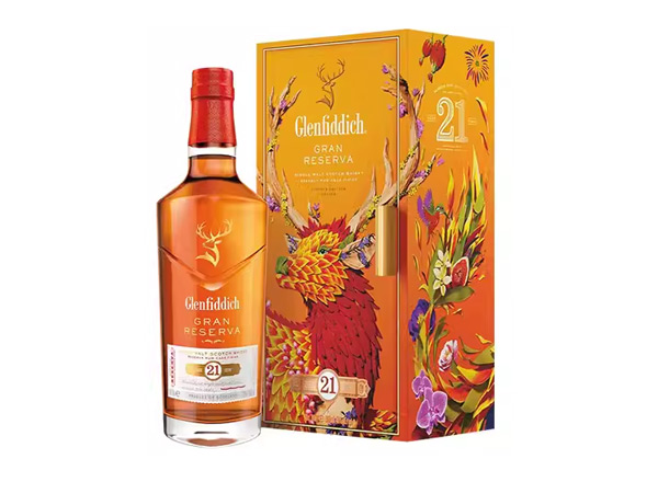 廊坊回收格兰菲迪21年700ml福鹿生花新年装福鹿呈祥新春礼盒装Glenfiddich苏格兰威士忌行情价格